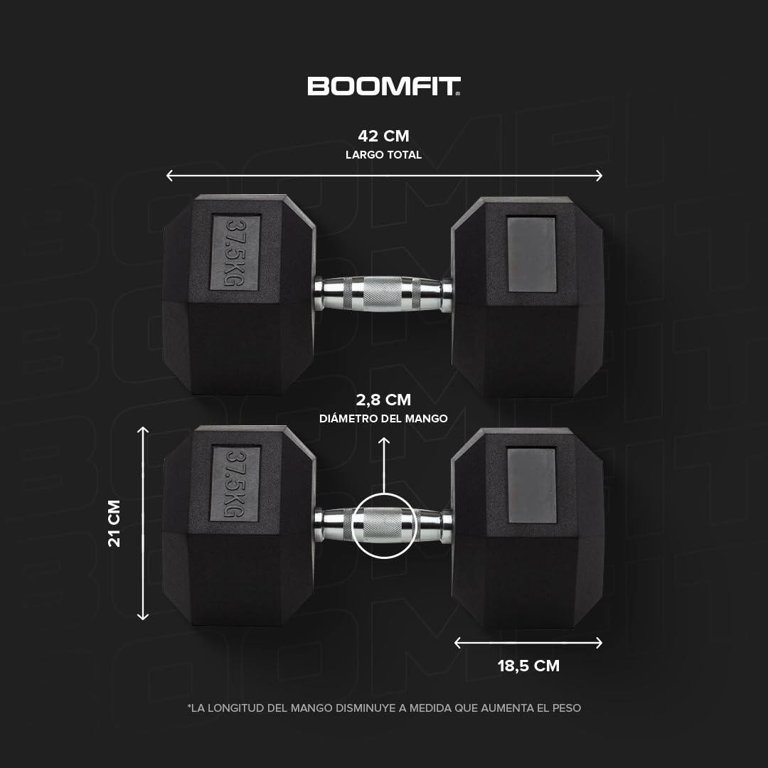 BOOMFIT Coppia di manubri esagonali 1-50 kg | Pesi da palestra in gomma silenziosi per home gym | Manubri professionali per uomo e donna | Ideali per CrossFit e allenamento a casa | Materiale robusto