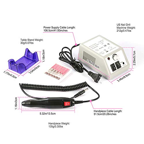 Elektrische Nagelfräser Fräser Nagelfeile/Maniküre/Pediküre Kit Maniküre Set plus 6Bits und Schleifhülsen mit geringem… – Bild 3