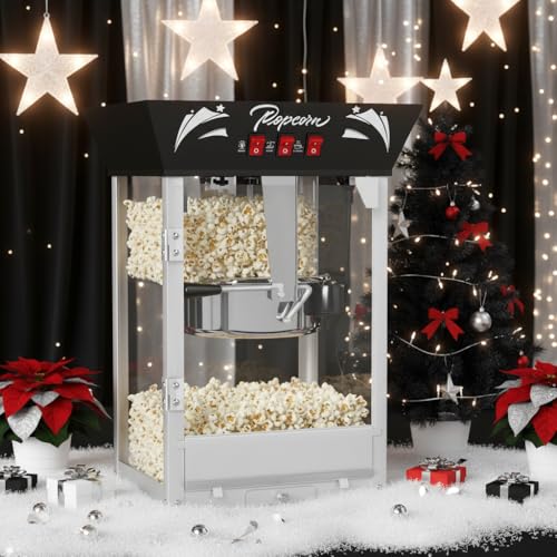 Image of Large Commercial Popcorn Machine: 12 Oz Popcorn Maker with 3-Switch Control Movie Theater Style Makes Up to 48 Cups for Home Party Office, Black