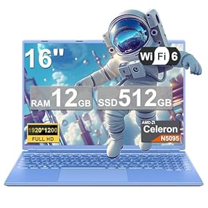 Laptop para juegos 2025 de 16 pulgadas N5095 (hasta 2.9 GHz) 12 GB+512 GB SSD Soporte 1TB Expandir Win 11 Laptops 1920 * 1200 Pantalla FHD 5G WiFi BT 4.2 Ventilador de refrigeración de cámara web