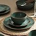 Stone Lain Brasa Modern Stoneware 16 Piece Dinnerware Sets, Plates and Bowls Sets, Dish Set for 4, Green