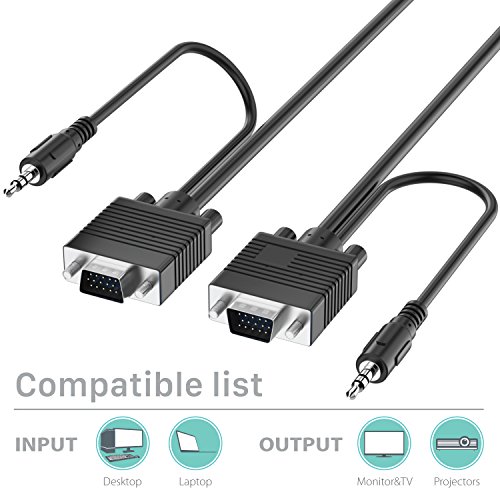 Cable VGA 15 m con jack 3.5 mm macho a macho miniatura 3