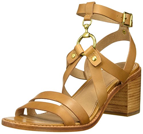 FRYE Women's Bianca Harness Sandal Heeled, tan, 8.5 M US