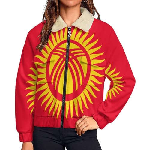 Veste polaire femme drapeau du Kirghizistan manteau chaud grandes tailles