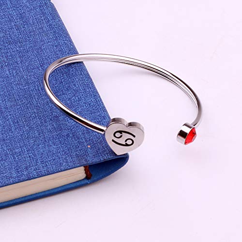 Image of Zodiac Birthstone Bracelet Jewelry Open Cuff Bracelet with Birthstone Birthday Gift for Her (Cancer)
