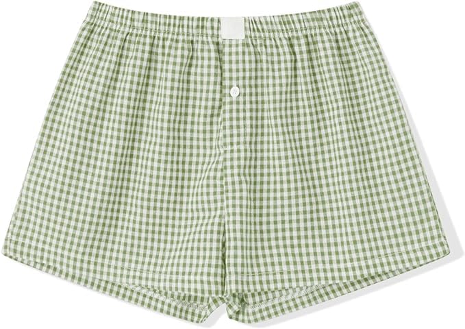 Image of Womens Y2k Plaid Shorts Women Cute Lounge Pajama Sleep Comfy & Casual Gingham PJ Boxer Shorts