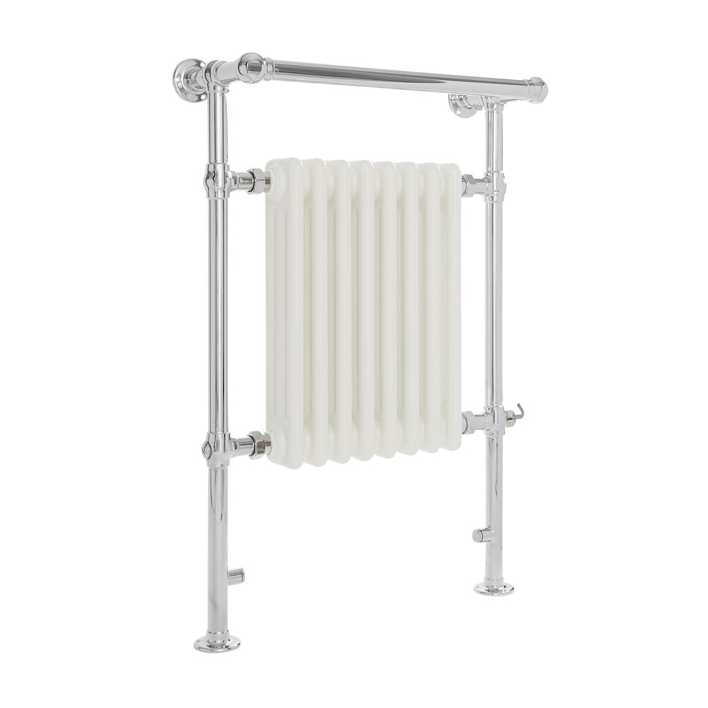 Milano White Elizabeth 600W Chrome Cast Iron Electric Overhanging Heated Towel Rail - 930Mm X 620Mm
