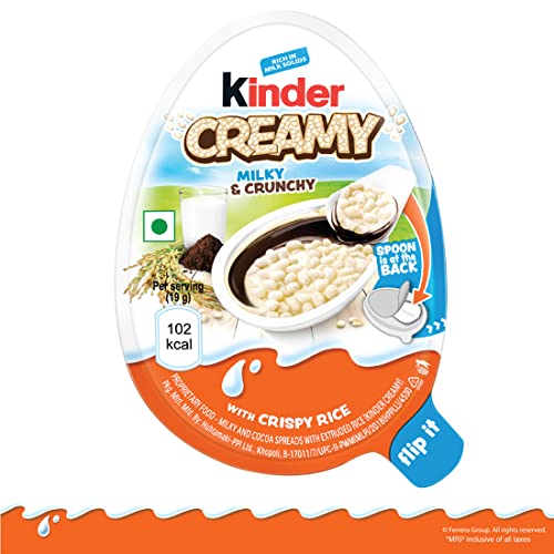Image of Dave's American Food Kinder Creamy Pack of 24 Milky and Cocoa Chocolate with Extruded Rice, 456 g