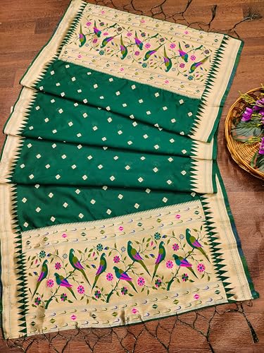 Image of DEVANGI Women's Woven Paithani Banarasi Silk Dupatta /Chunni For Women, Floral Print 1 Meter Wide and 2.3 Meter Length Printed Designer Dupatta /Chunni For Girls