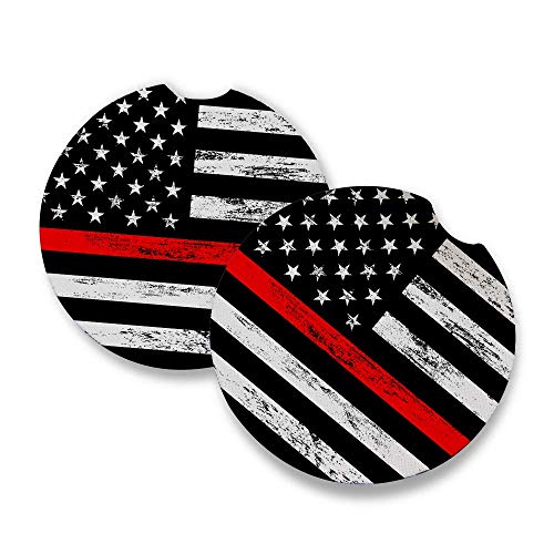 Thin Red Line | Car Coasters for drinks Set of 2 | Perfect