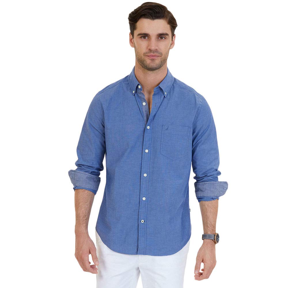 Nautica Men's Classic Fit Stretch Solid Long Sleeve Button Down Shirt