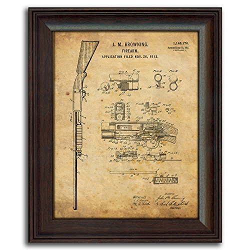 4 Pc Framed Modern Gun Patent Set - 1911, M16, Shotgun, Bolt Gun #TOP3