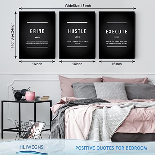 Minimalism Motivation Hustle Grind Execute Verb Wall Art, Inspiration Quotes Canvas Reminder Decor Positive Affirmation Poster Success Wall Hanging Picture Encouraging Gift For Home Office Workplace #TOP5