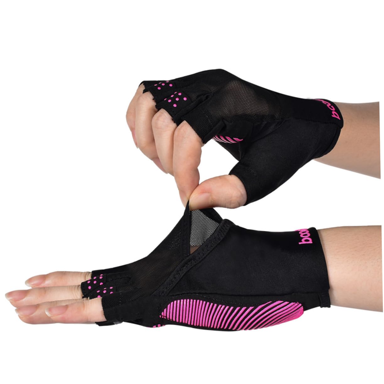 INOOMP 2pezzi Guanti Da Palestra Antiscivolo Per Fitness e Yoga Guanti Mezza Dita s Per Uomini e Donne Per Sport All Aperto e Attività Fitness Nero Rosa