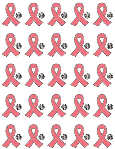 25/50/100PCS Breast Cancer Awareness Lapel Pins Pink Hope Ribbon Brooch for Women Girls, Charity Public and Social Event