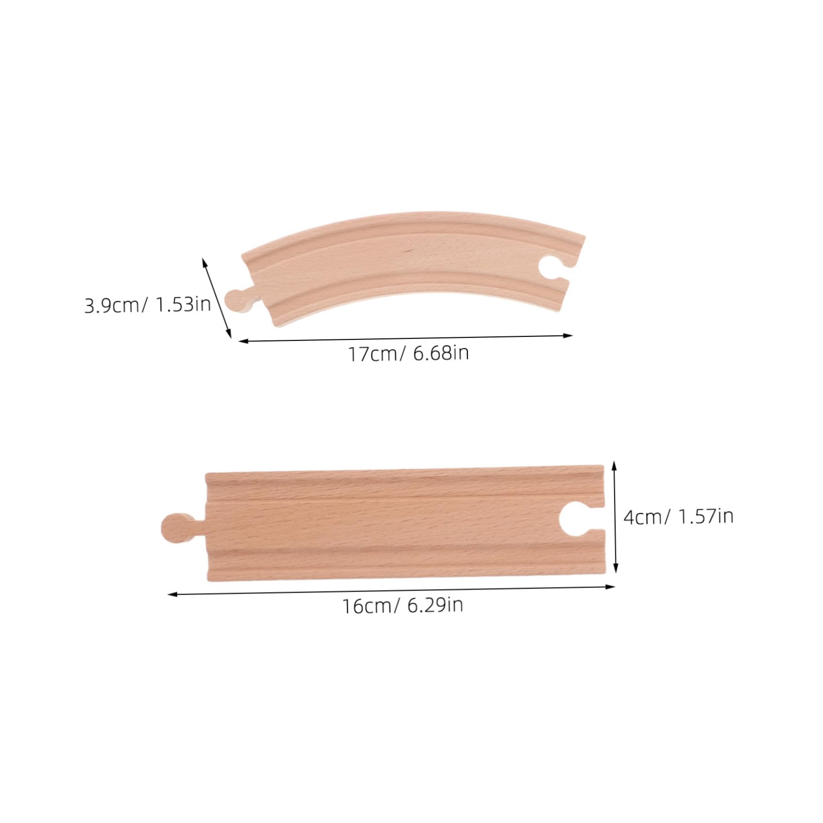 VICASKY Binari in Legno per Trenini 20 Pezzi Beige per Modellini | Tratti Dritti e Curvi, Connettori di Giunzione e Biforcazioni, per Gioco Ferroviario DIY