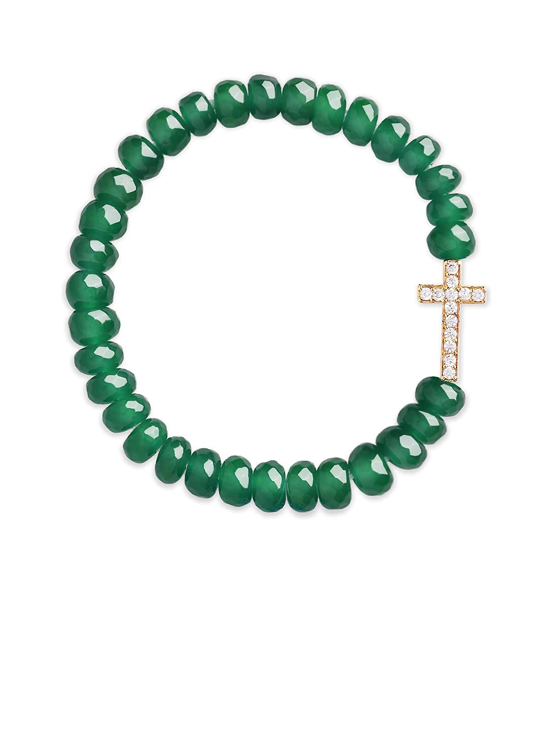 MINUTIAE Stylish Catholic Holy Cross Charm Beads Prayer Bracelet for Girls/Women - Green | Elastic Stretch Cord Christian with Natural Gemstone Crystal Beaded Religious Jewellery (B09DDGDTZF) Amazon Price History, Amazon Price Tracker
