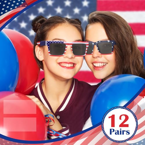 American Flag Sunglasses Bulk Patriotic Plastic USA Independence Day Glasses for 4th of July Party Supplies3