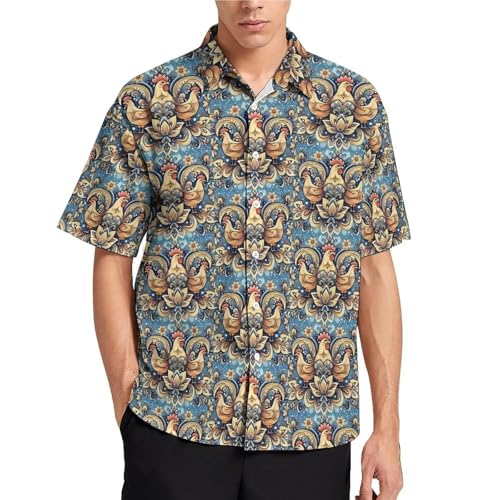 Chemises hawaïennes homme motif animal mignon chemise de plage lâche style-3 L