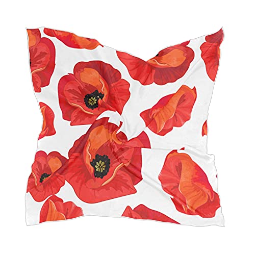 Poeticcity Women Silk Scarf Hair Wrap Shawl Chiffon Stole Square Scarves Headscarf