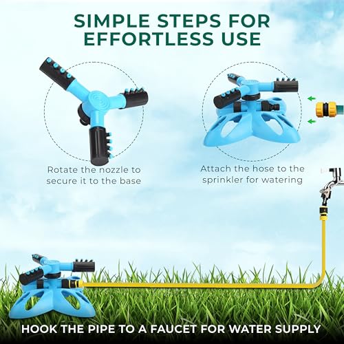 Image of ROOTS & LEAF 360 Automatic Rotating Garden Sprinkler with Butterfly Base | 45 Adjustable Arms | Durable ABS Material | Leak-Proof | Coverage Up to 32 Feet | Perfect For Lawns and Gardens - Pack of 2
