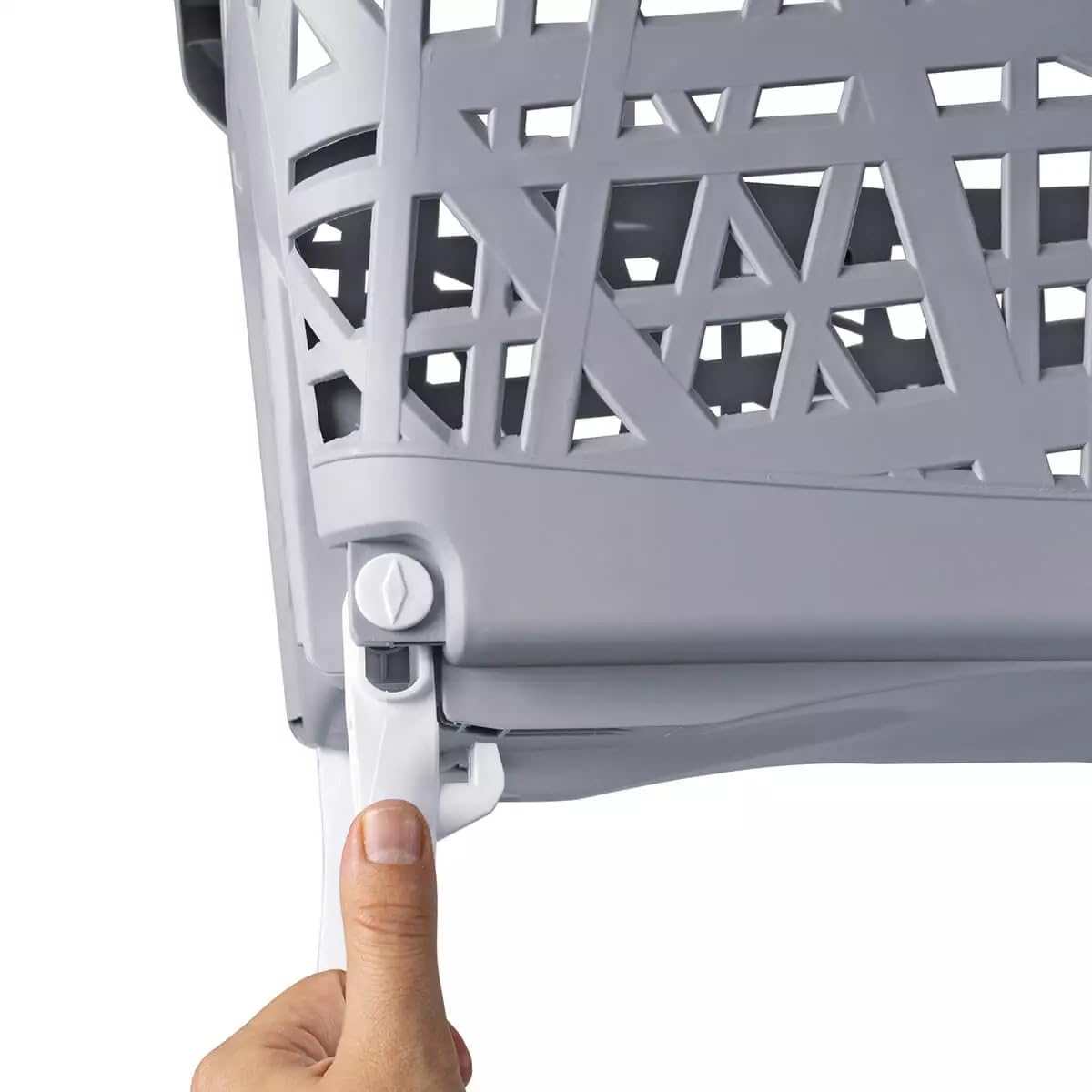 Cesto para Ropa Sucia Plegable con Patas, Cesta de Colada 40L, Diseño Ventilado de Rejilla, Cesto Lavandería de Plástico Fácil de Limpiar, Gris y Blanco, 59 x 38,5 x 69 cm