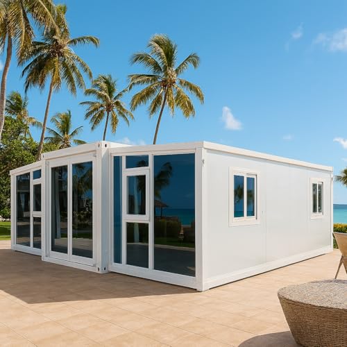 Container Haus Tiny House Fertighaus Zum Wohnen, individuell gestaltbares Fertighaus 37 m²/56 m²/74 m² Tiny House mit 1 bis 4 Schlafzimmern, Einer Küche und komplett ausgestatteten Badezimmern
