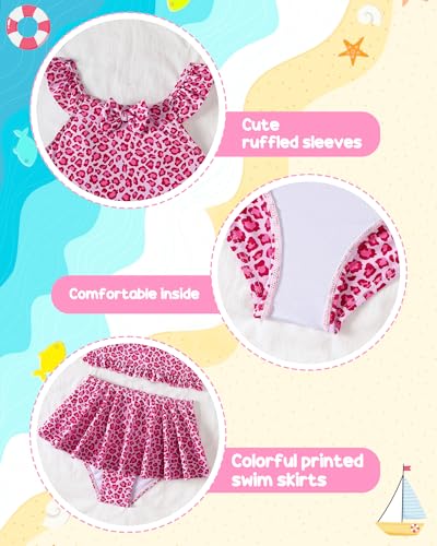 Image of Saeaby Toddler Little Girls Swimsuit Summer Halter Ruched Tankini 2 Piece Bathing Suit for Girl Beach Swimwear 3-8Y