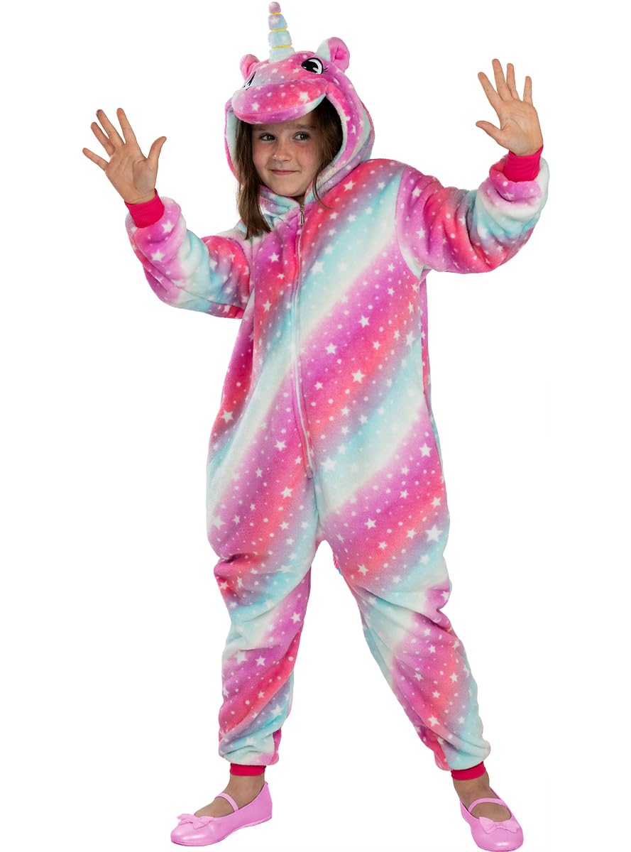 Funidelia | Disfraz de unicornio multicolor onesie para niña Originales & Divertidos - Disfraz para niños y divertidos accesorios para Fiestas, Carnaval y Halloween