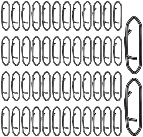 Mozeat Lens 50 PCS High Strength Fishing Clips Power Fishing Clips Stainless Steel Connector Snaps Saltwater Double Snap Quick Swivels Tackle Fishing Clip for Fishing