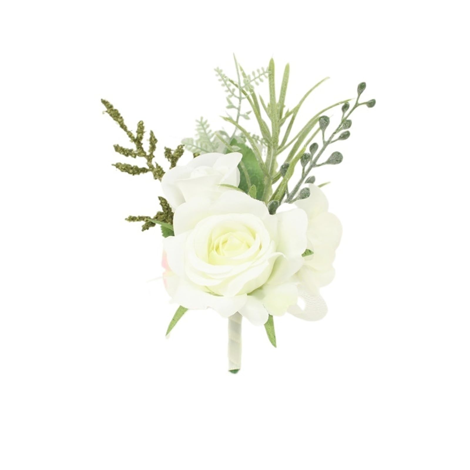MQFBNNP Wedding boutonniere Silk Flore Groom Boutonniere Wedding Wrist Corsage Bracelet(Boutonniere-6)