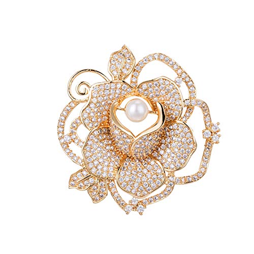 Broches pour femmes de haute qualité en zircon rose et perles