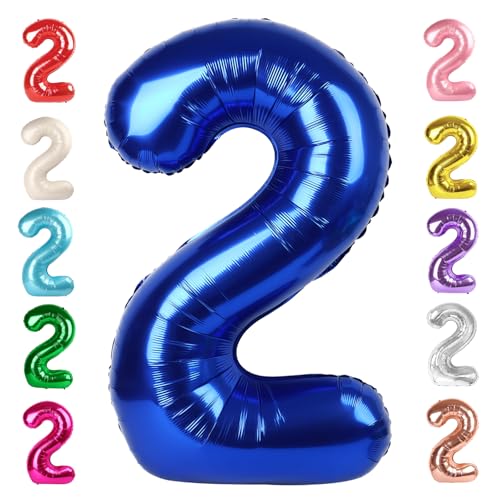 Image of 2 Balloon Numbers Birthday Decorations, 40In Navy Blue Balloons for Party | Eye-catching Appearance, Perfect Decorative Centerpieces, Convenient Self-sealing Structure, Widely for Various Occasions