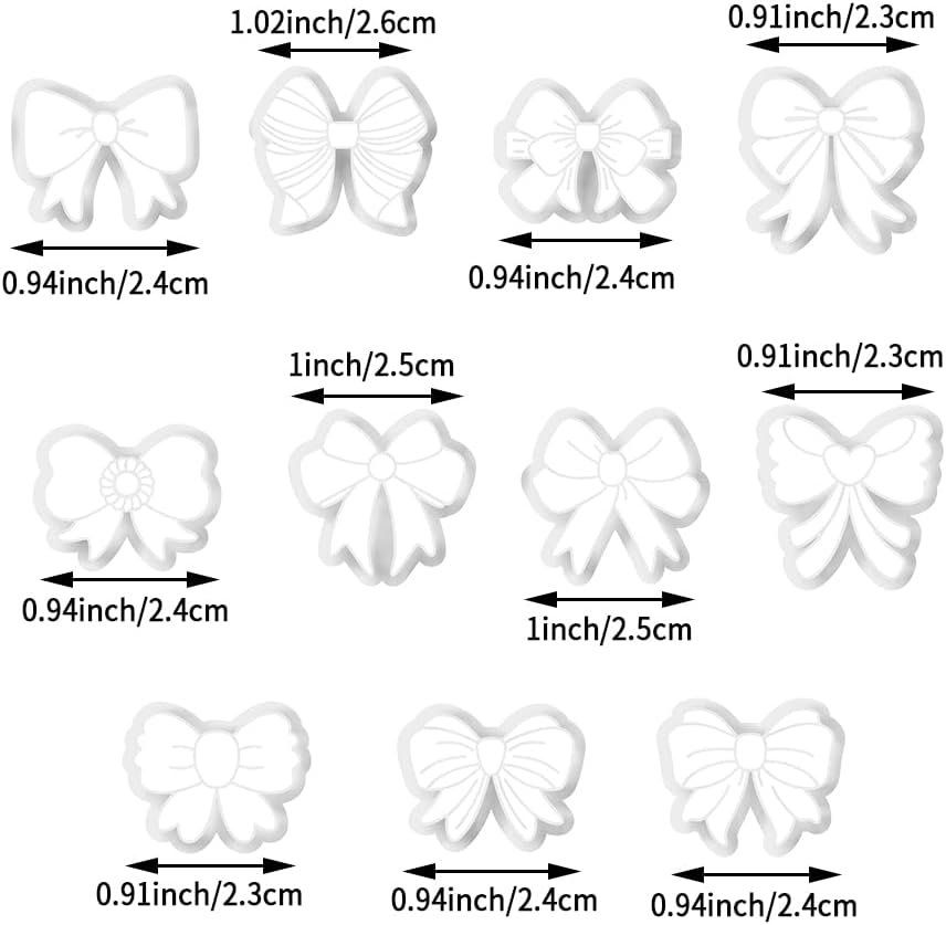 11-Piece Bow Shape Clay Cutters Set - Pink Craft Stencils for DIY Modeling Compound, Polymer Clay, and Scrapbooking, Creative Design Tools for Hobbyists and Makers