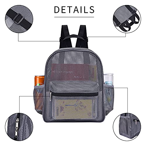 MAY TREE Grey Mesh Backpack for School, Beach, Swimming, Outdoor Workout, Fitness, Travel, Sports Equipment Storage - Transparent, Durable Polyester Mesh2