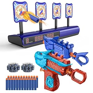 Electronic Shooting Target with 2 Foam Blaster Toy, Scoring Auto Reset Digital Targets for Nerf Blaster Toys with 24…