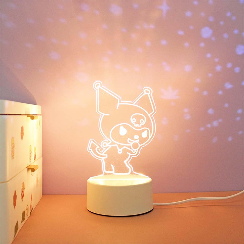 3D Cartoon LED Desk Lamp - 3 Color Change Decor Night Light, Kawaii Acrylic Sleep Light for Women, Teens, Boys, Girls