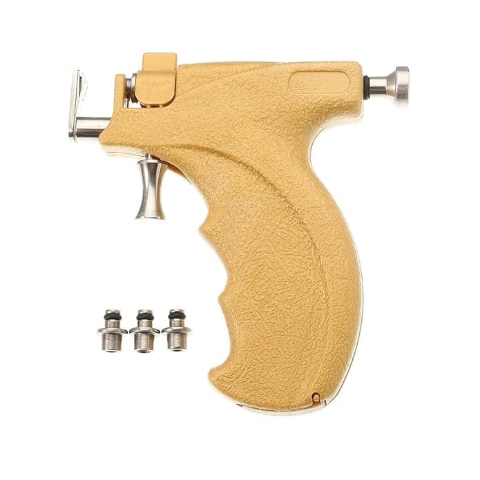 GenericSahni Tools Stainless Steel Professional Saloon Piercing Gun Tool Kit with 2, 3, 4 & 5mm Stud Holders (Beige)