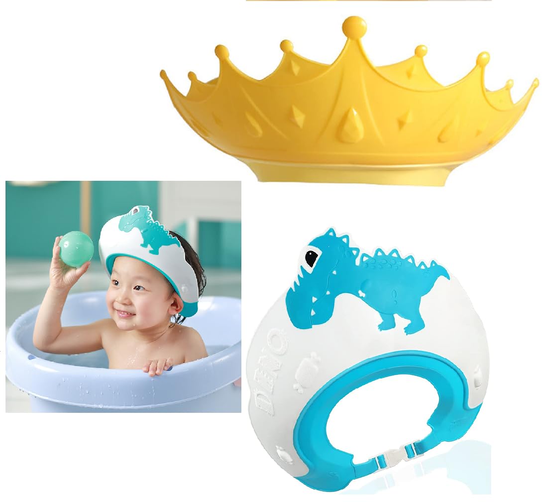 svfbnb 2 Pack Shower Cap Shield for Kids, Adjustable Baby Hair Washing Shield, Visor Hat for Eye and Ear Protection for 1-5 Years Old Children,