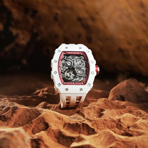 Image of TSAR BOMBA Mens Luxury Watch Automatic Watches for Men 50M Waterproof Japanese Mechanical Movement Tonneau Stainless Steel Case Sapphire Glass Big Face Cool Unique Fashion Gift Men
