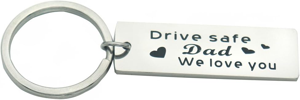EilygenPersonalized Fathers Day Gift for Trucker Dad Drive Safe Keychain Trucker Gift