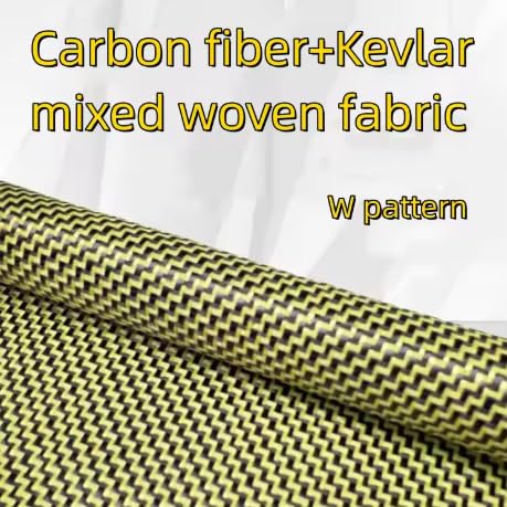 1100D/3K 200gsm Yellow Kevlar and Carbon Fiber Blended Fabric W Pattern Blended Carbon Fiber Kevlar Fabric 100cm * 50cm a Slice. (Yellow, 100cm x 50cm a Slice)