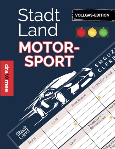 Stadt Land Motorsport - Quiz Geschenk für Rennsport-Fans: Spielblock mit 35 Blatt Din-A4 (Seiten zum Ausschneiden)