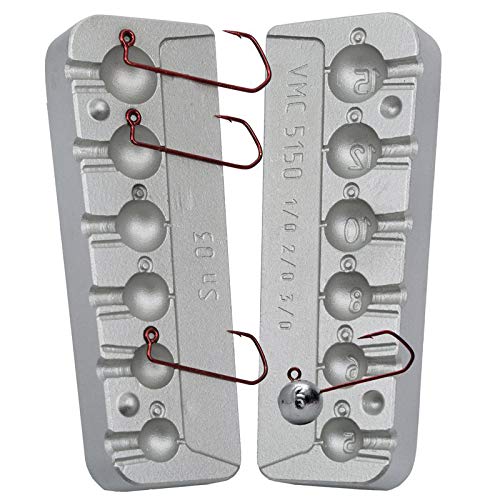 Stampo rotondo a forma di testa con barbetta, 5-6-8-10-12-15 g