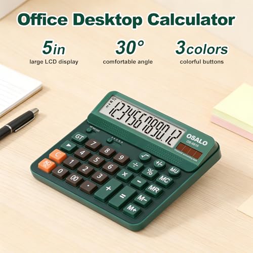 Calculadora de escritorio grande solar con pantalla LCD de 12 dígitos OS-6815 2