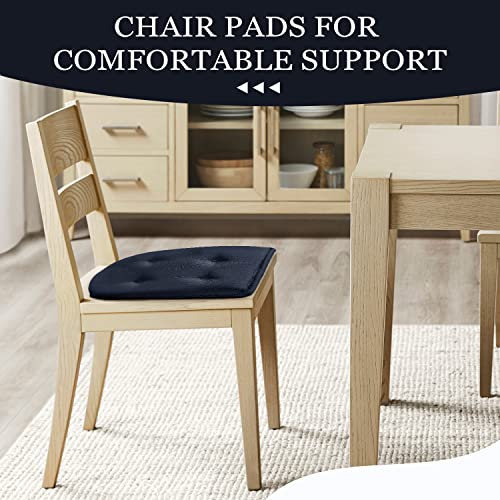 Basic Beyond Chair Cushions For Dining Chairs 6 Pack, Memory Foam Chair Cushion With Non Slip Backing, 17X16 Inches Kitchen Chair Pads(Navy) #TOP6