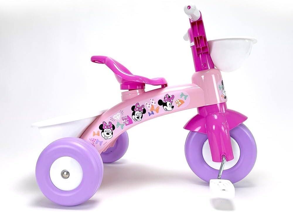 Triciclo primipassi Minnie Disney bici a tre ruote per bambini da 1 a 3 anni triciclo con pedali e cestino portagiochi