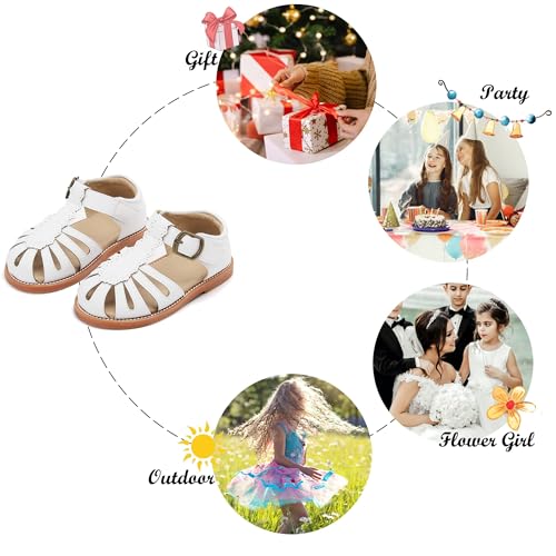 Image of Felix & Flora Toddler Girls Sandals Soft Rubber Princess Flat Shoes Flower Girl Shoes