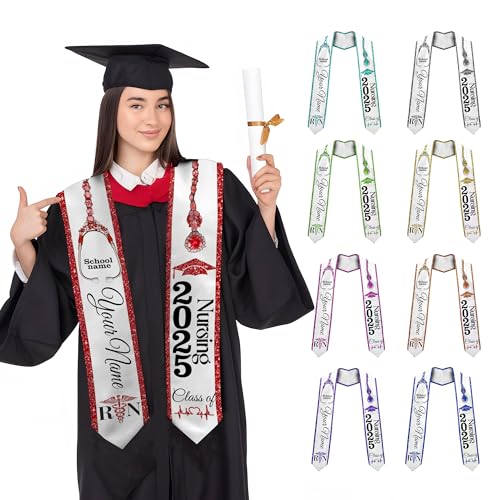 Customized Nursing Graduation Stole/Sash, RN Nurse Stole Graduate 2025, Class of 2025 With Medical Logo Gs 12
