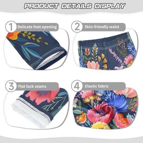 Toddler Girls Leggings Printed Yoga Pants Leggings Vibrant Gouache Flower for Kids3
